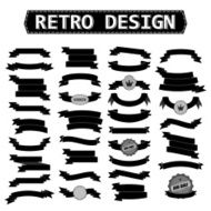 Retro ribbon set (black) Vector illustration