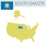 USA state Of South Dakota&#039;s map and Flag