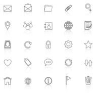 Mail line icons with reflect on white background