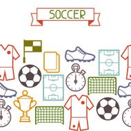 Sports seamless pattern with soccer symbols