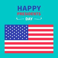 American flag Presidents Day blue background flat design Card