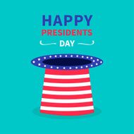 Big hat with stars and strip Presidents Day background flat