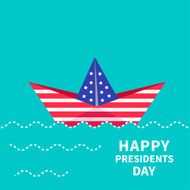 Presidents Day background Paper boat Dash line