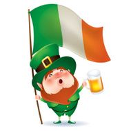 Leprechaun with flag and beer