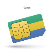 Gabon mobile phone sim card with flag
