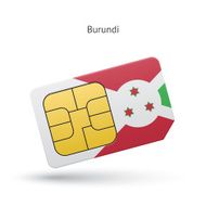 Burundi mobile phone sim card with flag