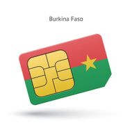 Burkina Faso mobile phone sim card with flag