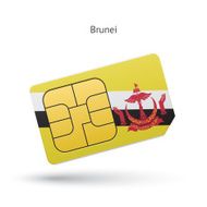 Brunei mobile phone sim card with flag
