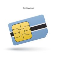 Botswana mobile phone sim card with flag