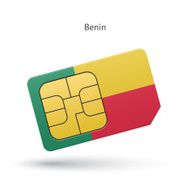 Benin mobile phone sim card with flag