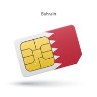 Bahrain mobile phone sim card with flag