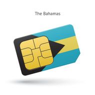 Bahamas mobile phone sim card with flag