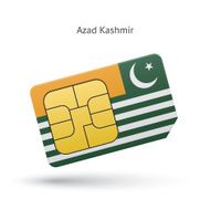 Azad Kashmir mobile phone sim card with flag