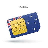 Australia mobile phone sim card with flag