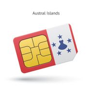 Austral Islands mobile phone sim card with flag