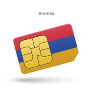 Armenia mobile phone sim card with flag