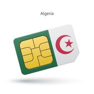 Algeria mobile phone sim card with flag