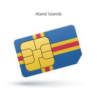 Aland Islands mobile phone sim card with flag