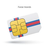 Faroe Islands mobile phone sim card with flag