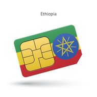 Ethiopia mobile phone sim card with flag