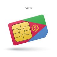 Eritrea mobile phone sim card with flag