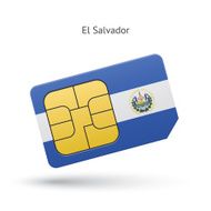 El Salvador mobile phone sim card with flag