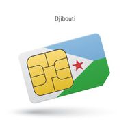 Djibouti mobile phone sim card with flag