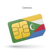 Comoros mobile phone sim card with flag