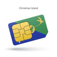Christmas Island mobile phone sim card with flag