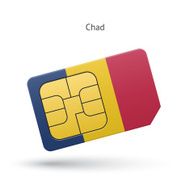 Chad mobile phone sim card with flag