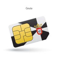 Ceuta mobile phone sim card with flag
