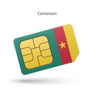 Cameroon mobile phone sim card with flag