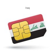 Iraq mobile phone sim card with flag