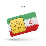Iran mobile phone sim card with flag