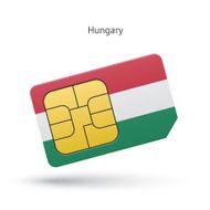 Hungary mobile phone sim card with flag