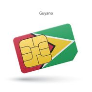 Guyana mobile phone sim card with flag