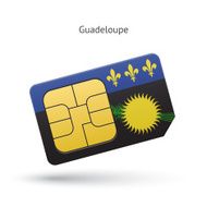 Guadeloupe mobile phone sim card with flag