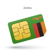 Zambia mobile phone sim card with flag