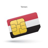Yemen mobile phone sim card with flag