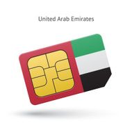 United Arab Emirates mobile phone sim card with flag