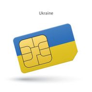 Ukraine mobile phone sim card with flag