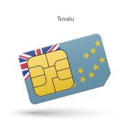 Tuvalu mobile phone sim card with flag