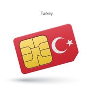 Turkey mobile phone sim card with flag