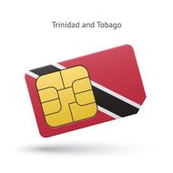 Trinidad and Tobago mobile phone sim card with flag