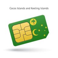 Cocos and Keeling Islands mobile phone sim card with flag