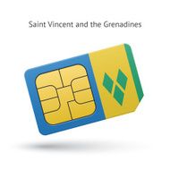 Saint Vincent and the Grenadines phone sim card with flag