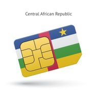 Central African Republic mobile phone sim card with flag