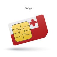 Tonga mobile phone sim card with flag