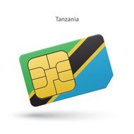 Tanzania mobile phone sim card with flag