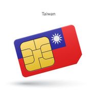 Taiwan mobile phone sim card with flag